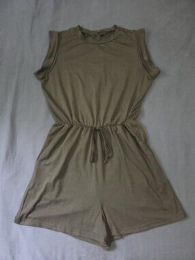 SHEIN Black Drawstring Short Romper